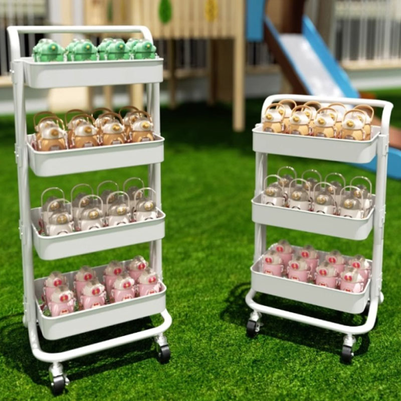 Lantai Multi-Tier Single Handle Mobile Trolley Shelf